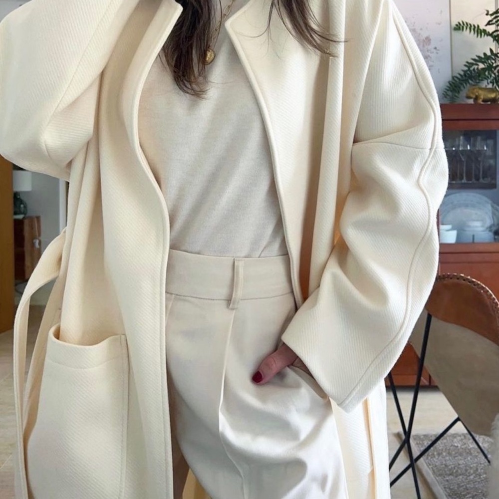 H&M Light Beige Coat Belted Bloggers Favorite